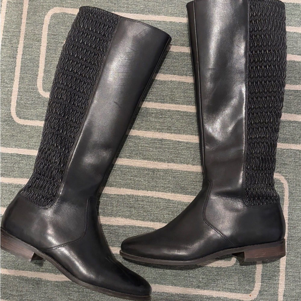 Cole Haan Rockland Black Knee-High Leather Boots Women's Size 7